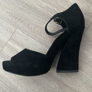 Alice + Olivia Black Suede Platform Heels